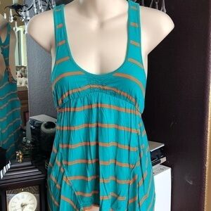 Guc- Free People thin Orange striped racerback .